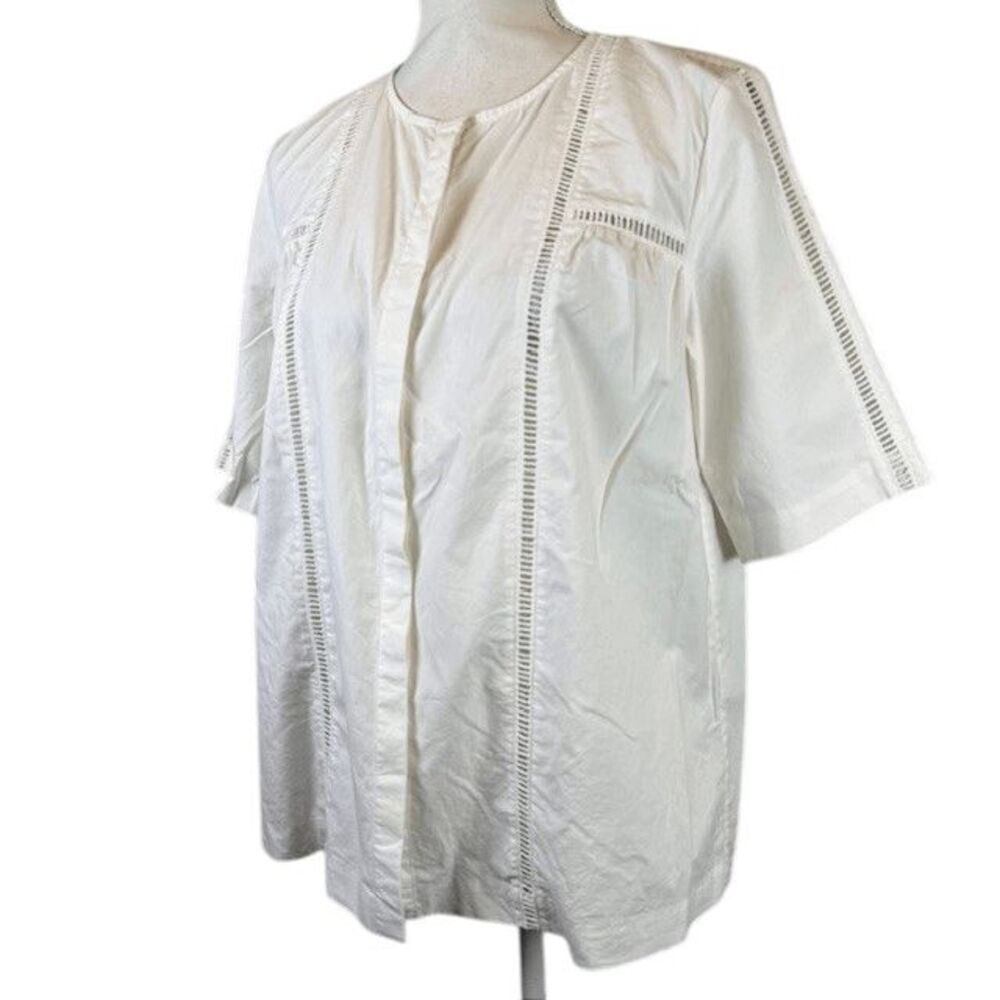 & Other Stories White Cotton Eyelet Blouse Crisp XL XL